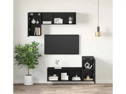 TV-Wände^vidaXL Wand TV Schrank Schwarz Eichen-Optik 30,5 x 30 x 60 cm 875069