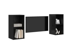 vidaXL Wand-TV-Schrank 2 Stk Schwarz Eichen-Optik 37 x 37 x 72 cm 3393556