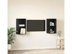 vidaXL Wand-TV-Schrank 2 Stk Schwarz Eichen-Optik 37 x 37 x 72 cm 3393556