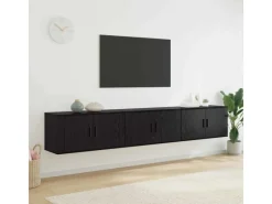 vidaXL Wand-TV-Schrank Set Wandmontiert 3-Tlg Schwarz Eichen-Optik 3415599