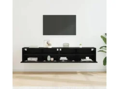 TV-Wände^vidaXL Wand-TV-Schränke 2 Stk Schwarz Eichen-Optik 80 x 30 x 30 cm 882933