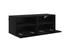 TV-Wände^vidaXL Wand-TV-Schränke 2 Stk Schwarz Eichen-Optik 80 x 30 x 30 cm 882933