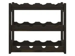 Flaschenregale^vidaXL Weinregal für 12 Flaschen Schwarz Massivholz Kiefer 43 x 25 x 38 cm