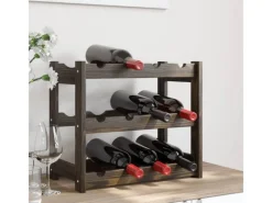 Flaschenregale^vidaXL Weinregal für 12 Flaschen Schwarz Massivholz Kiefer 43 x 25 x 38 cm