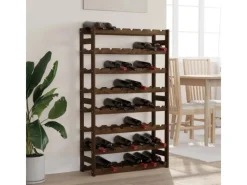 Regale Massivholz|Flaschenregale^vidaXL Weinregal für 56 Flaschen Braun Massivholz Kiefer
