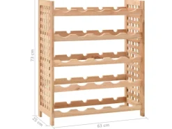 Flaschenregale^vidaXL Weinregal für 25 Flaschen Nussbaumholz Massiv 63x25x73 cm