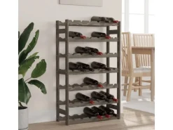 vidaXL Weinregal für 42 Flaschen Grau Massivholz Kiefer