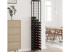 Flaschenregale^vidaXL Weinregal für 57 Flaschen Schwarz 34x18x200 cm Schmiedeeisen