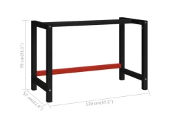 Tische^vidaXL Werkbankgestell Metall 120x57x79 cm Schwarz und Rot