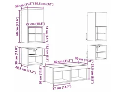 Wohnwände^vidaXL Wohnwand mit LED 8-Tlg Schwarz Eichen-Optik 3402922