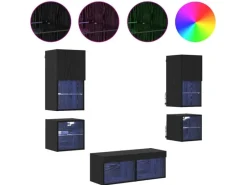 Wohnwände^vidaXL Wohnwand mit LED 8-Tlg Schwarz Eichen-Optik 3402922