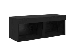 Wohnwände^vidaXL Wohnwand mit LED 8-Tlg Schwarz Eichen-Optik 3402922