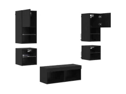 Wohnwände^vidaXL Wohnwand mit LED 8-Tlg Schwarz Eichen-Optik 3402922