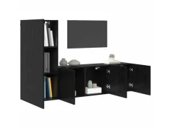 Wohnwände^vidaXL Wohnwand 5-Tlg Schwarz Eichen-Optik Holzwerkstoff 3402769