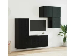 vidaXL Wohnwand 4-Tlg Schwarz Eichen-Optik Holzwerkstoff 3402766