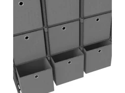 vidaXL Würfel-Regal mit Boxen 12 Fächer Grau 103x30x141 cm Stoff