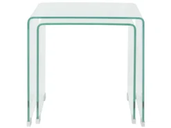 vidaXL Zweiteiliges Satztisch-Set aus gehärtetem Glas Transparent 244191