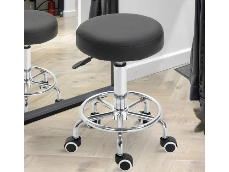 Vinsetto Stühle|Hocker^Höhenverstellbarer Arbeitshocker mit Fußring Ø42 x 50-64 cm