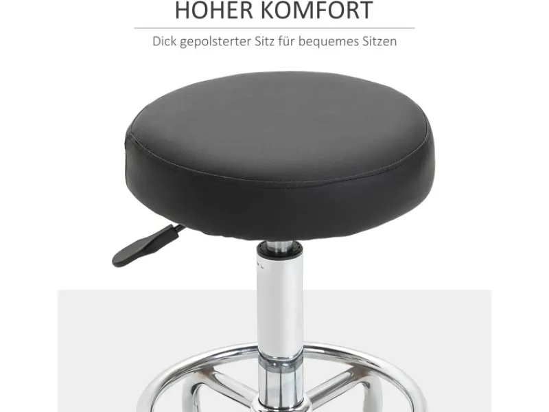 Vinsetto Stühle|Hocker^Höhenverstellbarer Arbeitshocker mit Fußring Ø42 x 50-64 cm