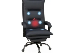 Vinsetto Stühle^Massage-Bürostuhl mit Heizfunktion und Fußstütze