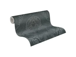 AS-Creation Dekorative Tapeten^Vliestapete Barock Ornament Glänzend Glatt Schwarz Dunkelgrau FSC®