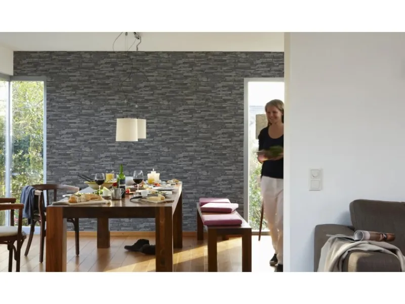 AS-Creation Dekorative Tapeten^Vliestapete Naturals Schwarz FSC®