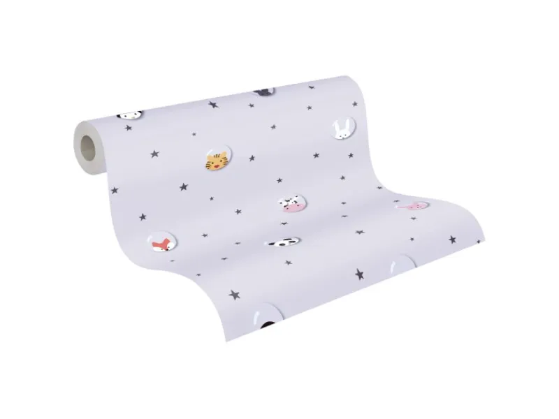 AS-Creation Tapetenmuster^Vliestapete Tapete mit Tieren Kinderzimmertapete Grau Weiß FSC®