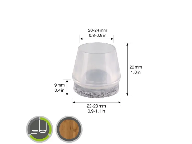 Wagner design yourself Stühle^Wagner Kappen-Set EH0564 Ø 24 mm x Ø 28 mm x 26 mm Transparent/Grau 4-tlg.