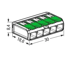 Wago Leitern^Verbindungsklemme 221-425 mit Hebeln 5 Leiter 8 Stück