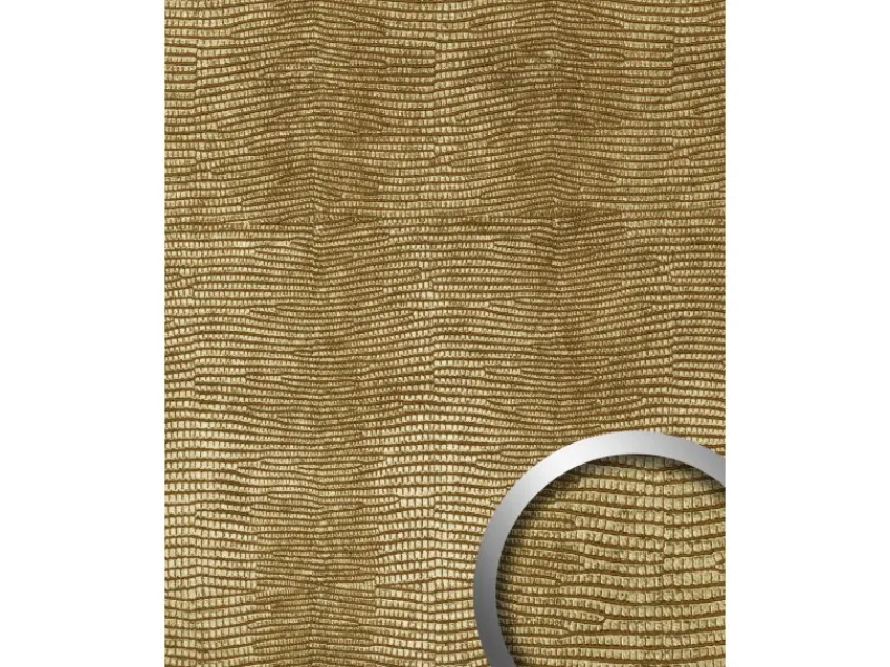WALLFACE 13478 LEGUAN Leder Wand-Paneel Dekor Verkleidung Tapete Gold 2600 mm x 1000 mm x 1,5 mm 2,60 m2 Gold