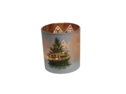 Windlichter^Weihnachts-Deko Teelichthalter Windlicht Haus Ø 7,3 cm x 8 cm Grün