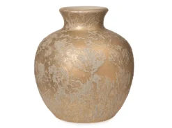 Vasen^Weihnachts-Deko Vase Bauchig aus Keramik 26 cm Gold