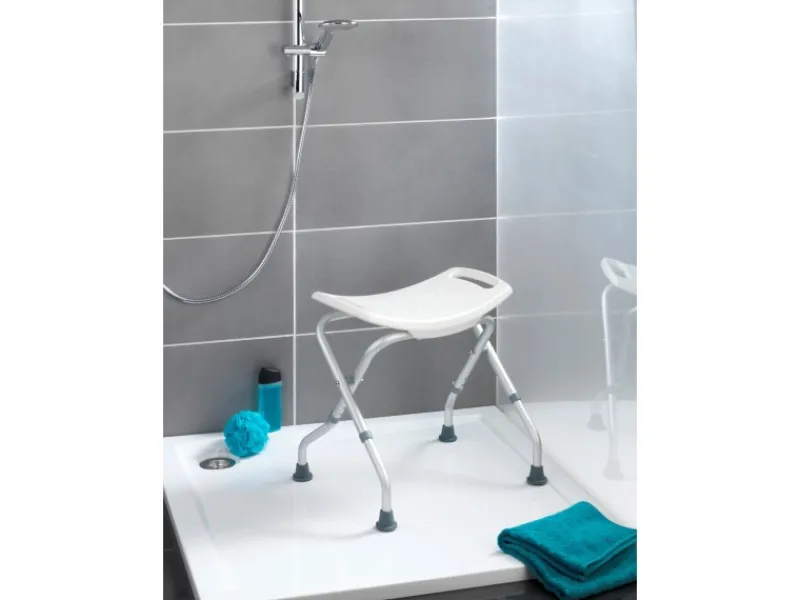 Wenko Hocker^Badhocker Secura klappbar Kunststoff 53,5 x 44,5-48,0 x 40-47 cm Weiß
