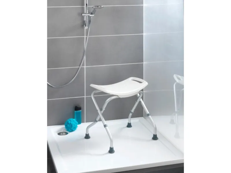 Wenko Hocker^Badhocker Secura klappbar Kunststoff 53,5 x 44,5-48,0 x 40-47 cm Weiß