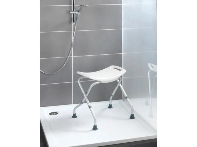 Wenko Hocker^Badhocker Secura klappbar Kunststoff 53,5 x 44,5-48,0 x 40-47 cm Weiß