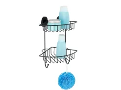 Wenko Eckregale^Eckregal Bari Vacuum-Loc 2 Etagen Schwarz