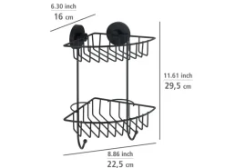 Wenko Eckregale^Eckregal Bari Vacuum-Loc 2 Etagen Schwarz