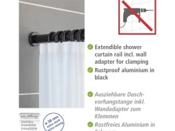Wenko Gardinenstangen^Teleskop-Duschvorhangstange Luz ausziehbar rostfrei 110 - 185 cm