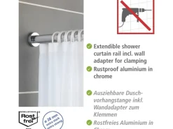 Wenko Teleskop-Duschvorhangstange Luz ausziehbar rostfrei 70 cm - 115 cm