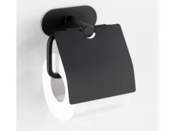 Wenko Turbo-Loc Edelstahl Toilettenpapierhalter Orea Black Matt 14 x 12.5 x 7 cm
