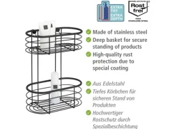 Wenko Wandregal Trestina Edelstahl 2 Etagen Schwarz