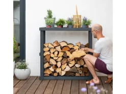 Westmann Holzregale^Holz Kaminholzregal Harald Anthrazit 52x108x106 cm