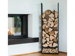 Westmann Regale Schwarz^Stahl Kaminholzregal Porthos Schwarz 40x20x120 cm