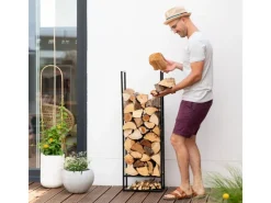 Westmann Regale Schwarz^Stahl Kaminholzregal Porthos Schwarz 40x20x120 cm