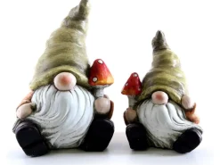 Dekorative Figuren^Wichtel mit Fliegenpilz aus Polyresin 10 cm x 8 cm x 14,5 cm