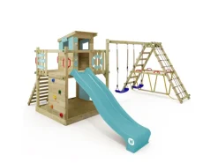 Wickey Sitzbänke^Spielturm Smart Surf Klettergerüst mit Rutsche Pastellblau