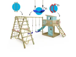 Wickey Sitzbänke^Spielturm Smart Surf Klettergerüst mit Rutsche Pastellblau
