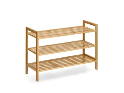 Zeller Regale Massivholz^Schuhregal mit 3 Ablagen Bambus 70 cm x 26 cm x 50 cm