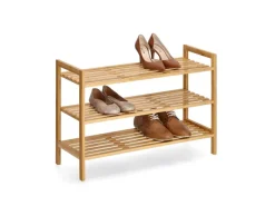 Zeller Regale Massivholz^Schuhregal mit 3 Ablagen Bambus 70 cm x 26 cm x 50 cm