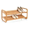 Zeller Regale Massivholz|Holzregale^Schuhregal mit 2 Ablagen Bambus 74 cm x 33 cm x 33 cm